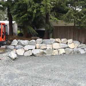 rock wall creates parking
