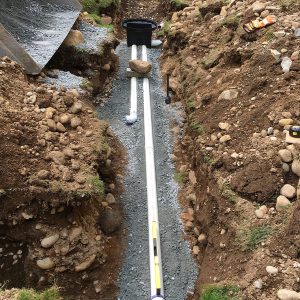 septic piping and gravel cover
